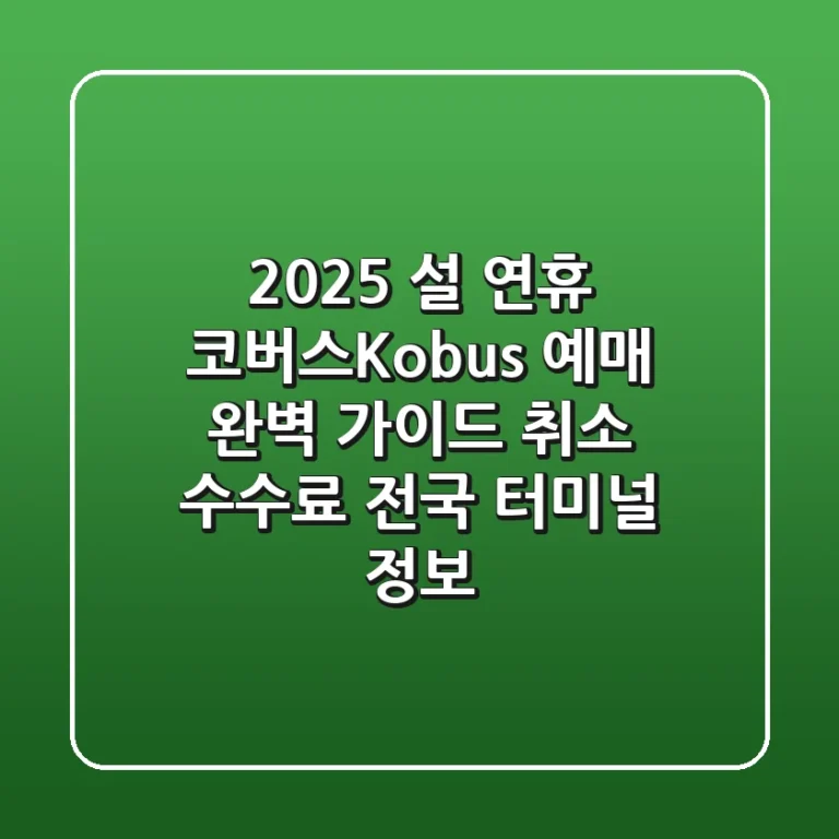 2025 설 연휴 코버스Kobus 예매 완벽 가이드 취소 수수료 전국 터미널 정보