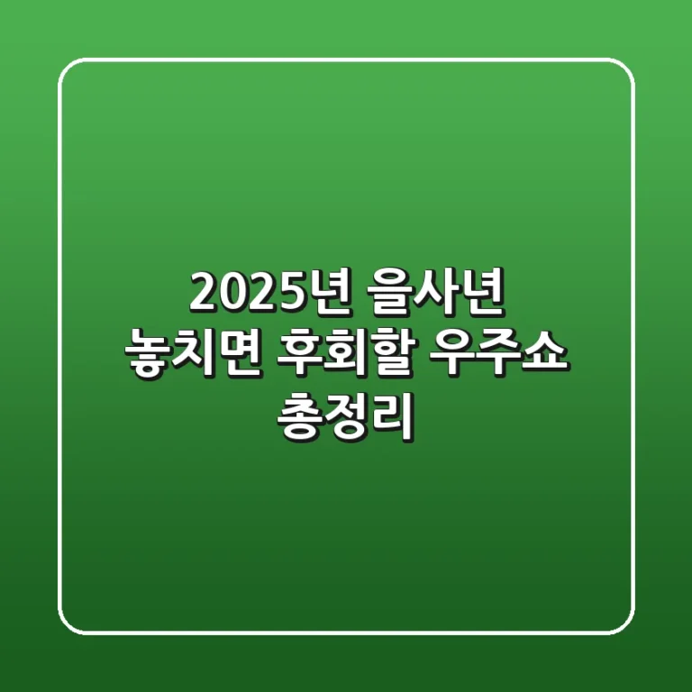 2025년 을사년 놓치면 후회할 우주쇼 총정리