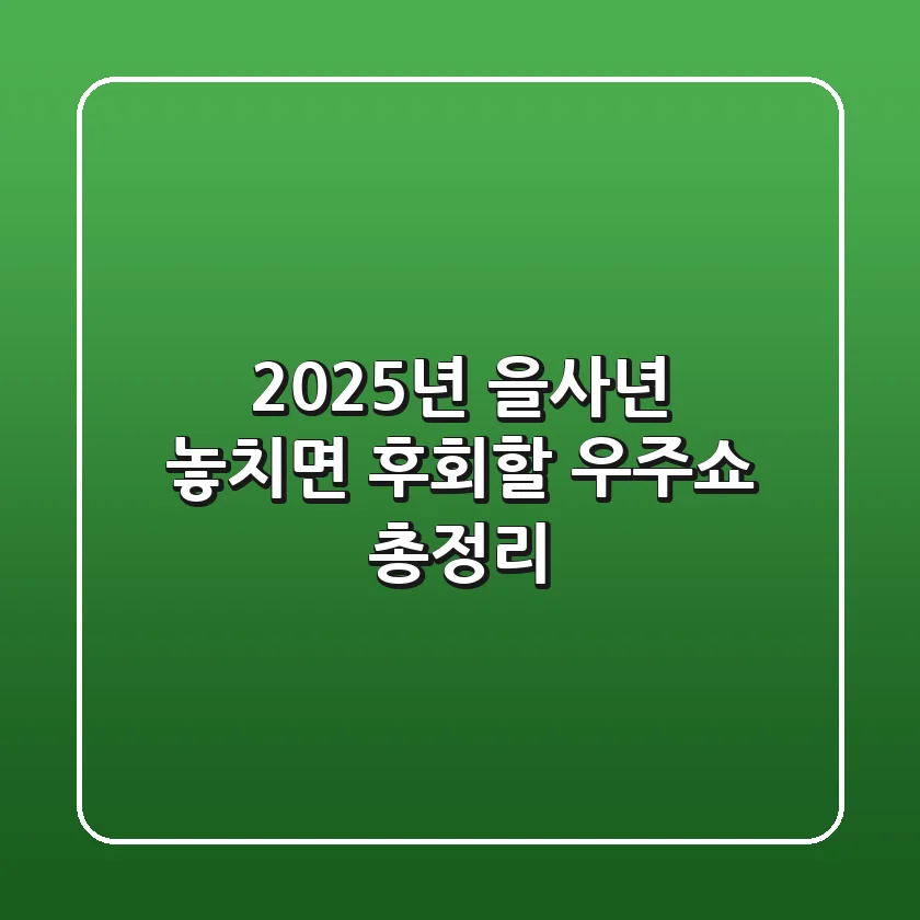 2025년 을사년, 놓치면 후회할 우주쇼 총정리! ✨