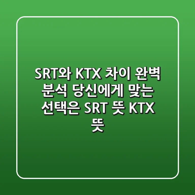 SRT와 KTX 차이 완벽 분석 당신에게 맞는 선택은 SRT 뜻 KTX 뜻