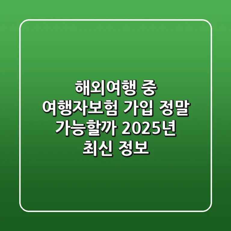 해외여행 중 여행자보험 가입, 정말 가능할까? [2025년 최신 정보]