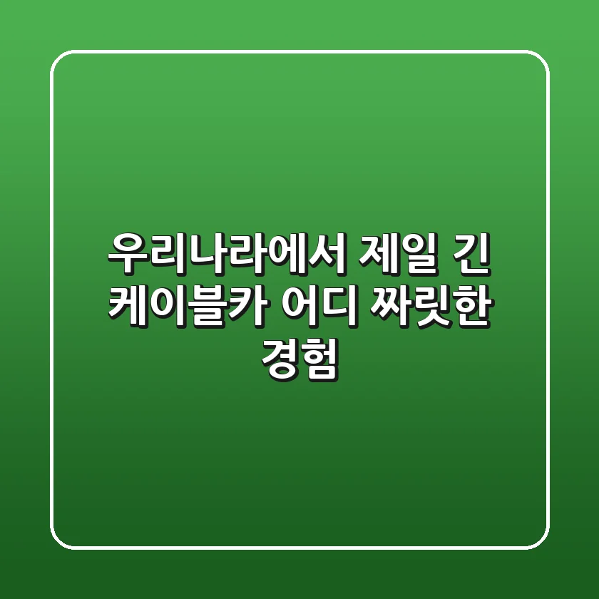 우리나라에서 제일 긴 케이블카 어디? 짜릿한 경험! 🚠