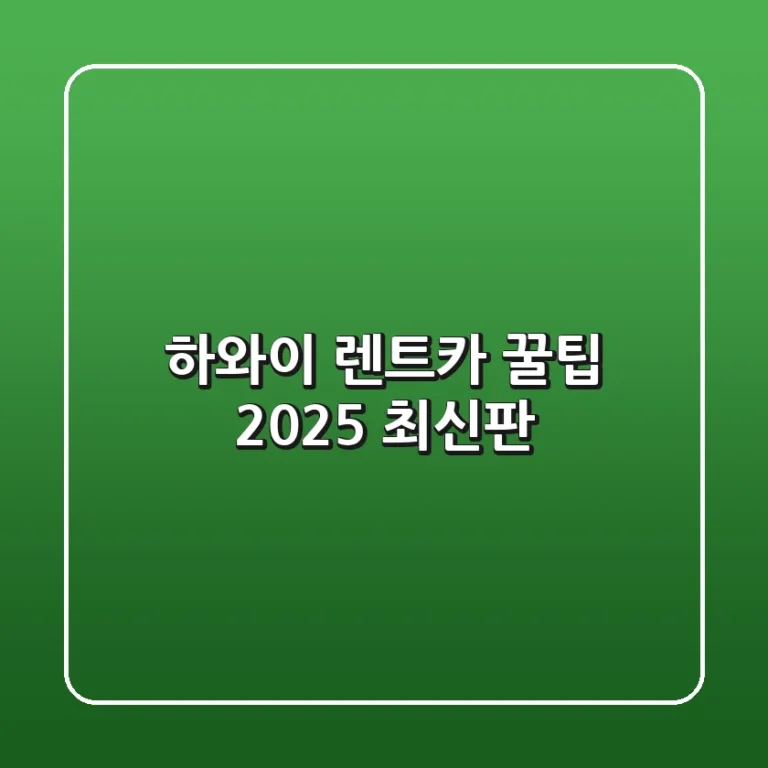 하와이 렌트카 꿀팁 (2025 최신판)