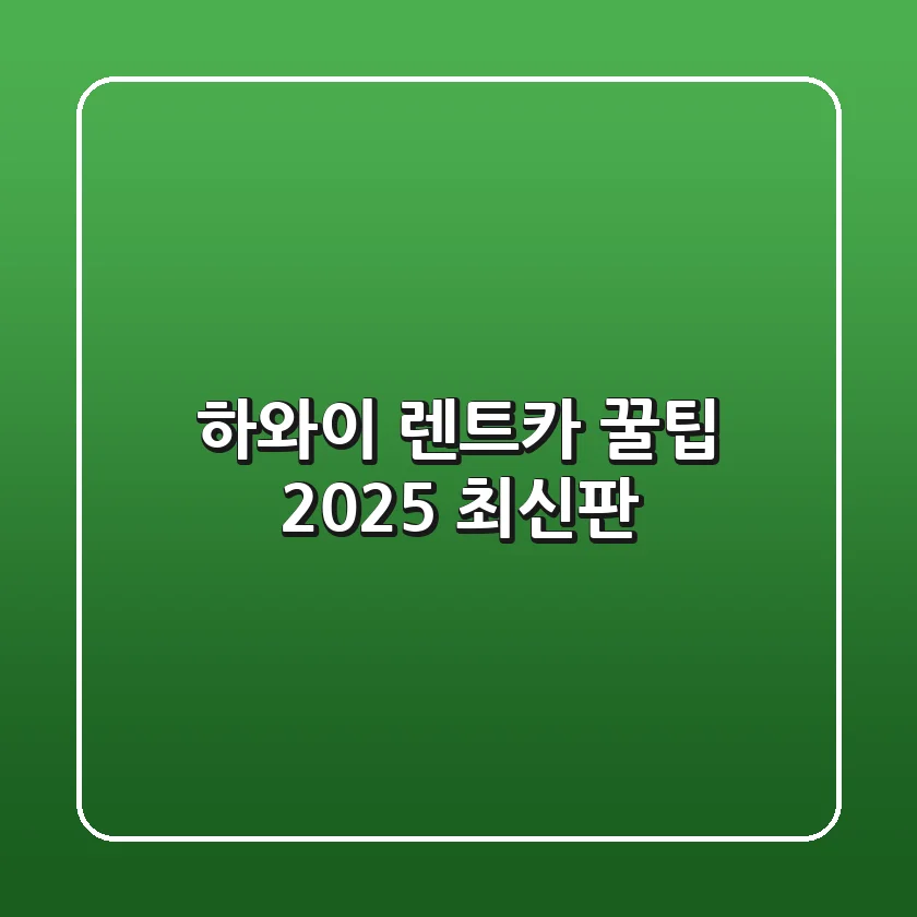 하와이 렌트카 꿀팁 (2025 최신판)