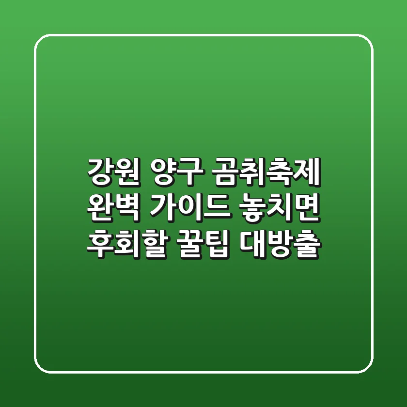 강원 양구 곰취축제 완벽 가이드: 놓치면 후회할 꿀팁 대방출!
