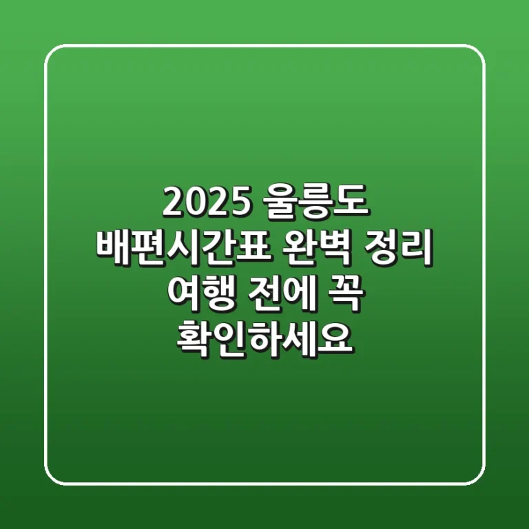 2025 울릉도 배편시간표 완벽 정리: 여행 전에 꼭 확인하세요!