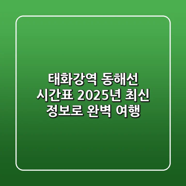 태화강역 동해선 시간표: 2025년 최신 정보로 완벽 여행!