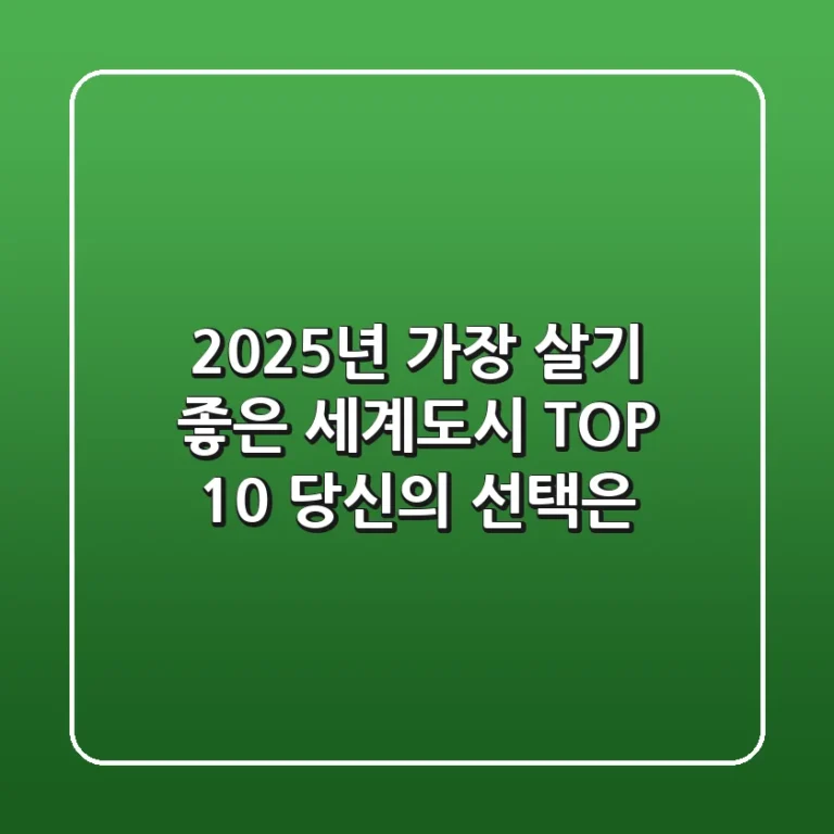 2025년 가장 살기 좋은 세계도시 TOP 10: 당신의 선택은?