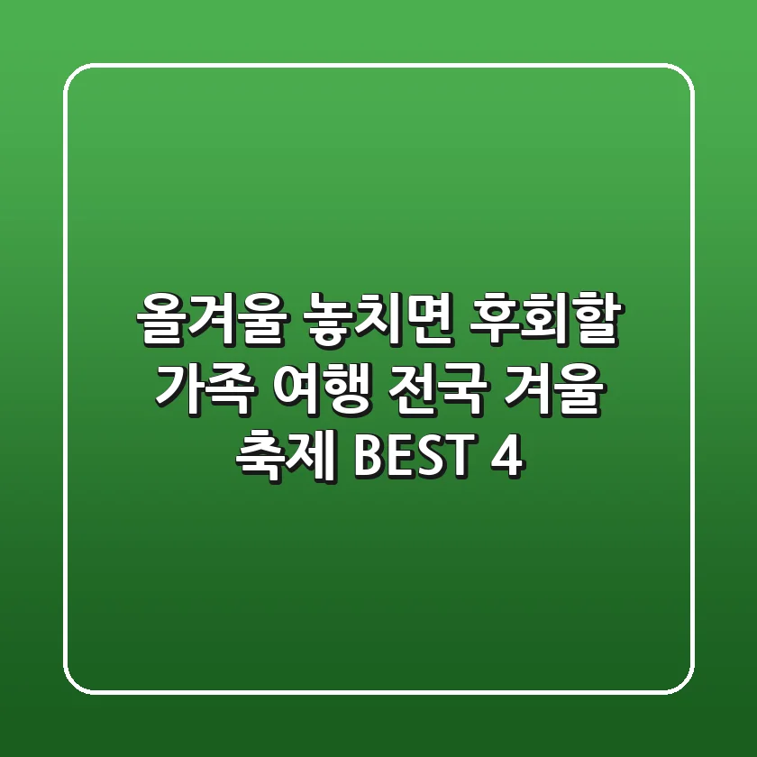 올겨울 놓치면 후회할 가족 여행! 전국 겨울 축제 BEST 4