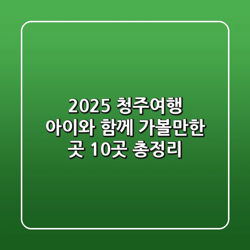 [2025 청주여행] 아이와 함께 가볼만한 곳 10곳 총정리