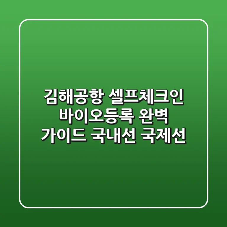 김해공항 셀프체크인 바이오등록 완벽 가이드 (국내선, 국제선)