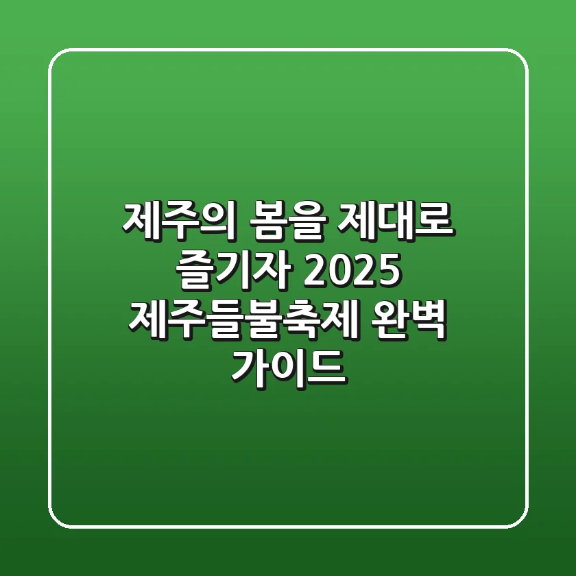 제주의 봄을 제대로 즐기자! 2025 제주들불축제 완벽 가이드