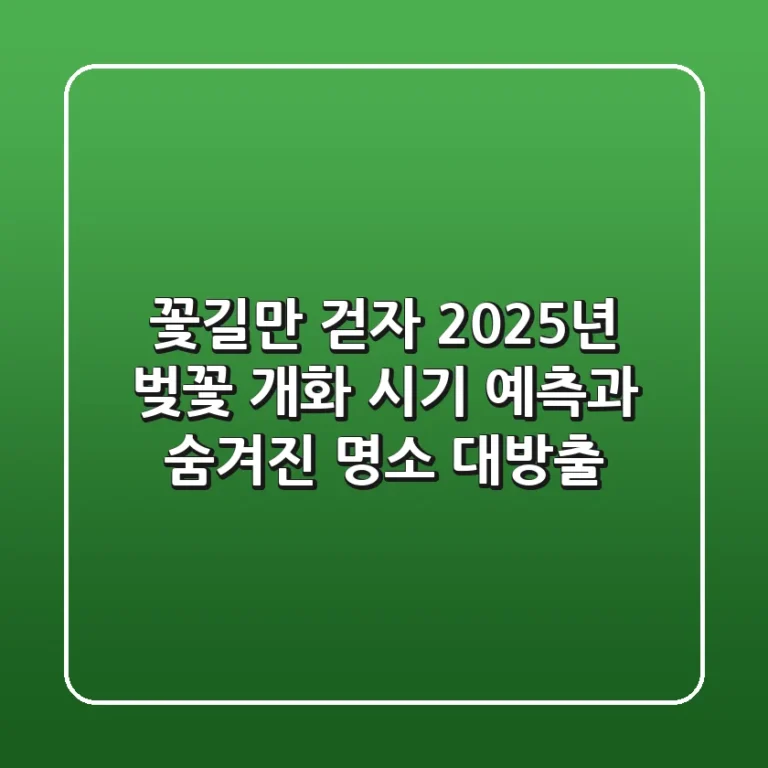 꽃길만 걷자! 2025년 벚꽃 개화 시기 예측과 숨겨진 명소 대방출
