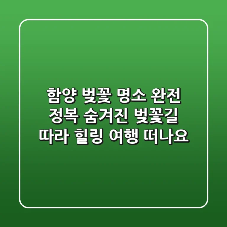 함양 벚꽃 명소 완전 정복! 🌸 숨겨진 벚꽃길 따라 힐링 여행 떠나요