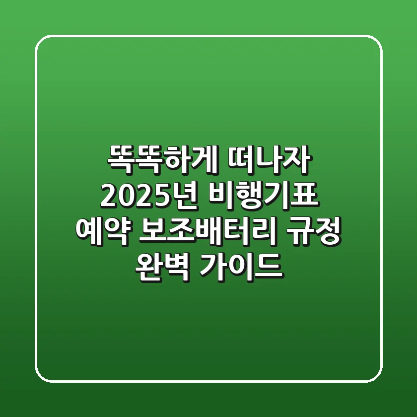 똑똑하게 떠나자! 2025년 비행기표 예약 & 보조배터리 규정 완벽 가이드