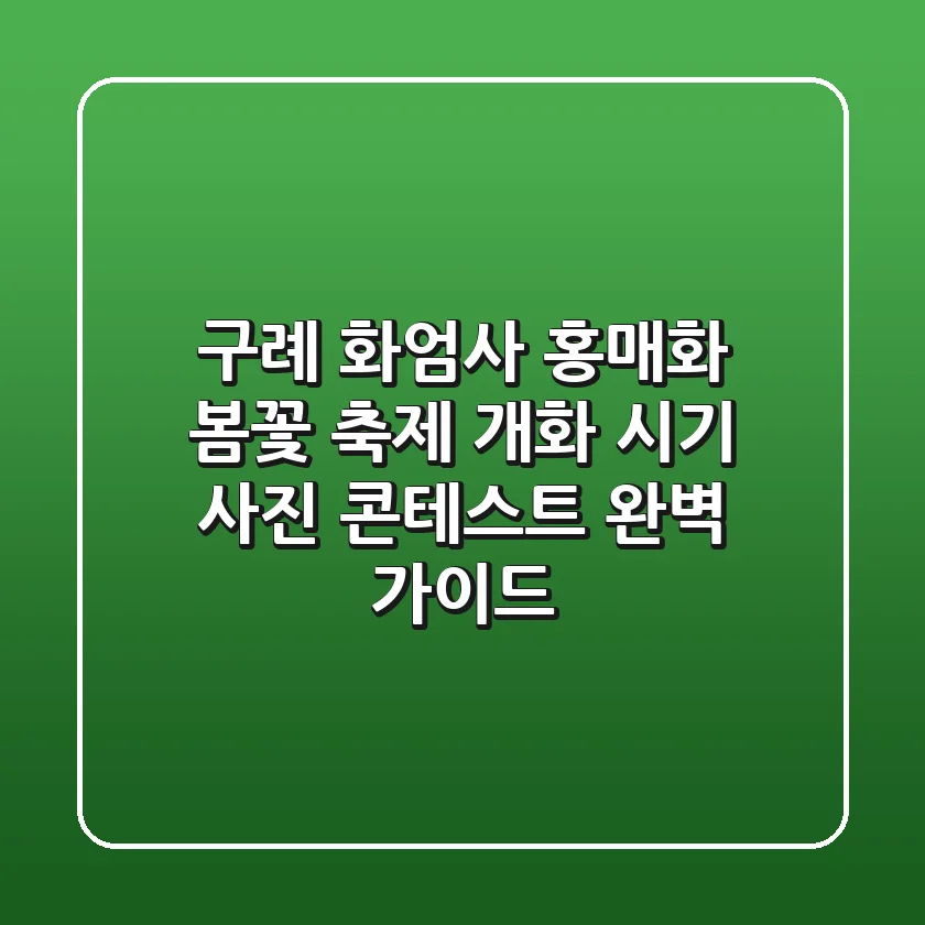 구례 화엄사 홍매화: 봄꽃 축제, 개화 시기, 사진 콘테스트 완벽 가이드