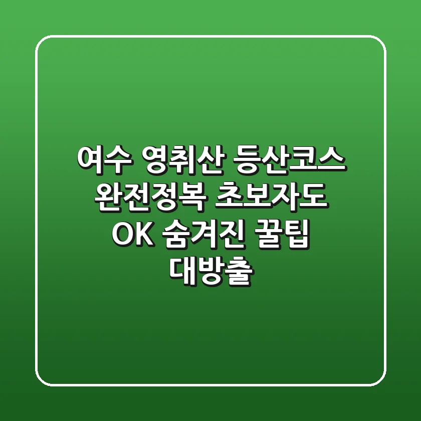 여수 영취산 등산코스 완전정복! 초보자도 OK, 숨겨진 꿀팁 대방출