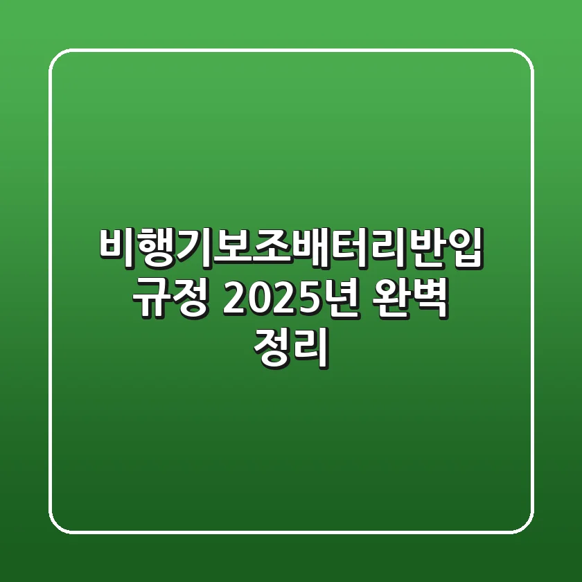 비행기보조배터리반입 규정 2025년 완벽 정리!