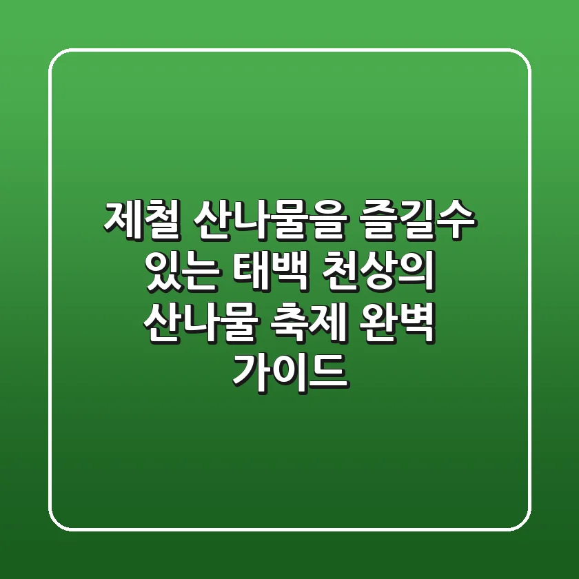 제철 산나물을 즐길수 있는 '태백 천상의 산나물 축제' 완벽 가이드