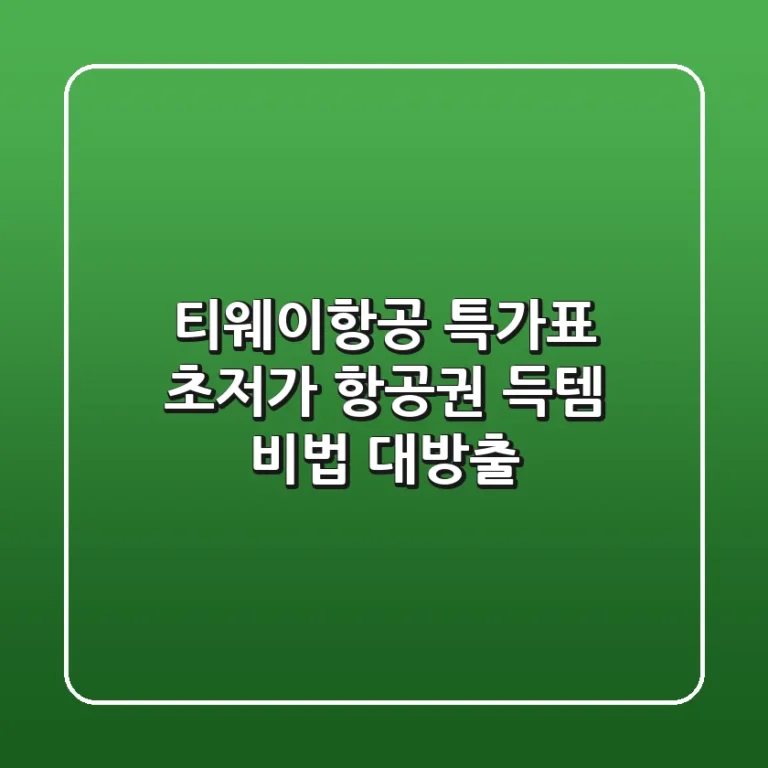 티웨이항공 특가표: 초저가 항공권 득템 비법 대방출!