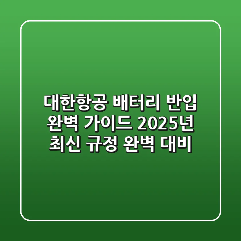 대한항공 배터리 반입 완벽 가이드: 2025년 최신 규정 완벽 대비
