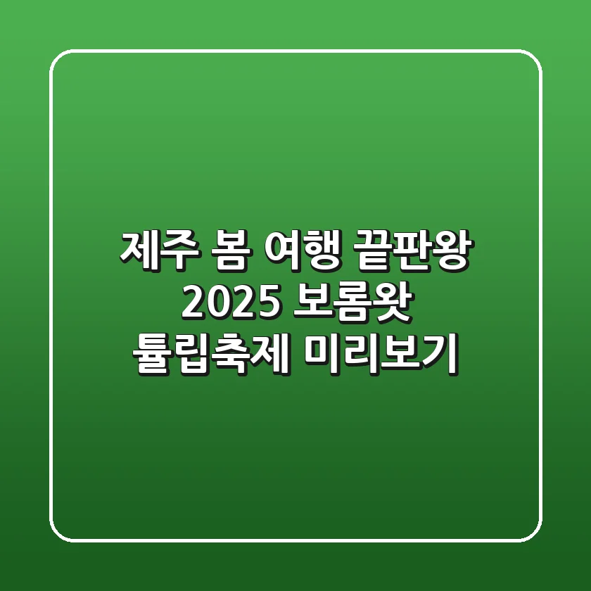 제주 봄 여행 끝판왕! 2025 보롬왓 튤립축제 미리보기