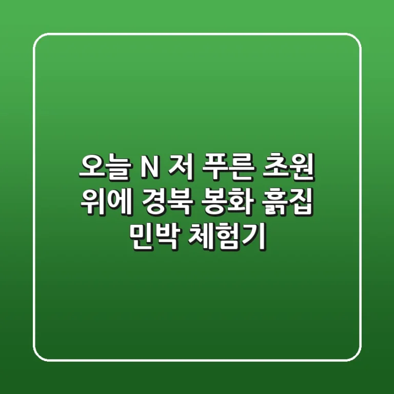 오늘 N, 저 푸른 초원 위에! 경북 봉화 흙집 민박 체험기