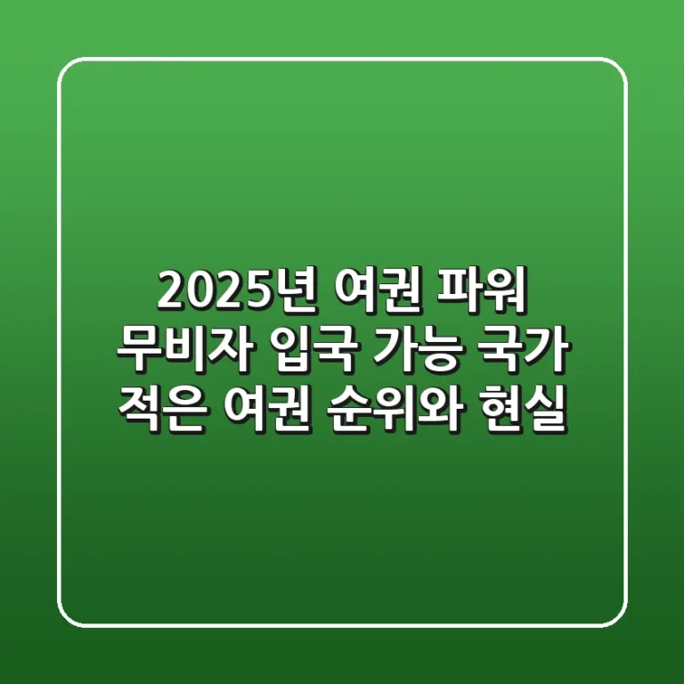 2025년 여권 파워: 무비자 입국 가능 국가 적은 여권 순위와 현실