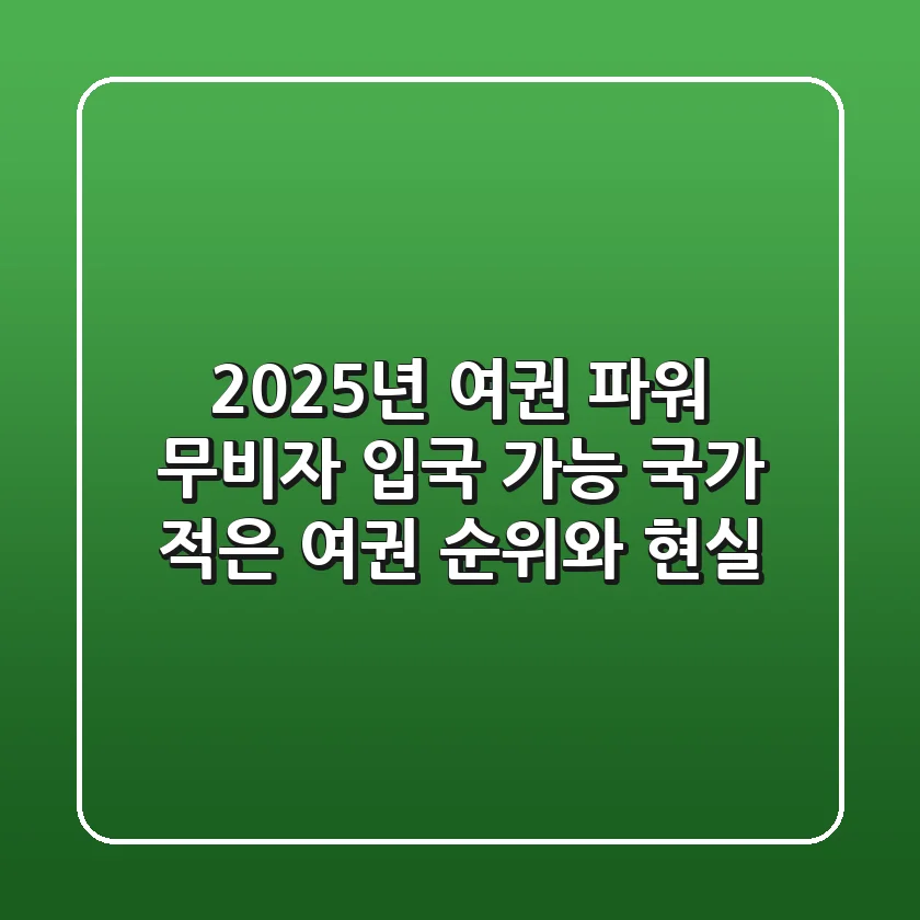 2025년 여권 파워: 무비자 입국 가능 국가 적은 여권 순위와 현실