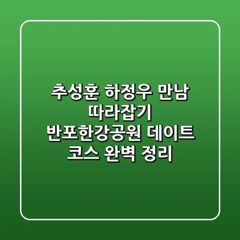 추성훈 하정우 만남 따라잡기: 반포한강공원 데이트 코스 완벽 정리