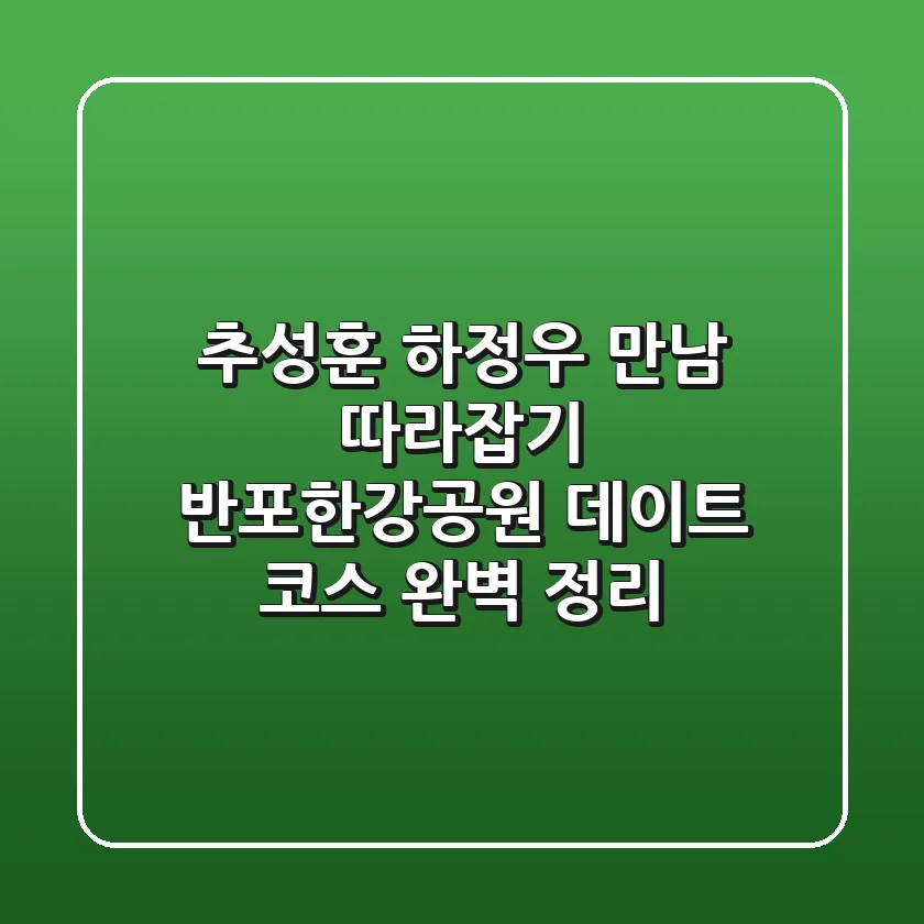 추성훈 하정우 만남 따라잡기: 반포한강공원 데이트 코스 완벽 정리