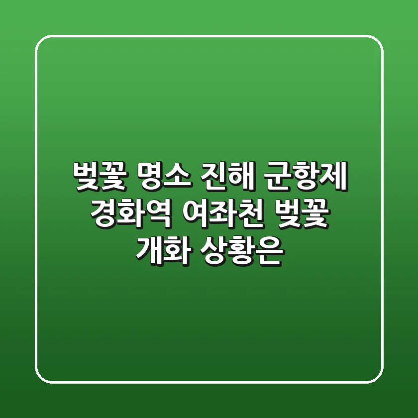 벚꽃 명소, 진해 군항제 경화역 & 여좌천! 벚꽃 개화 상황은?