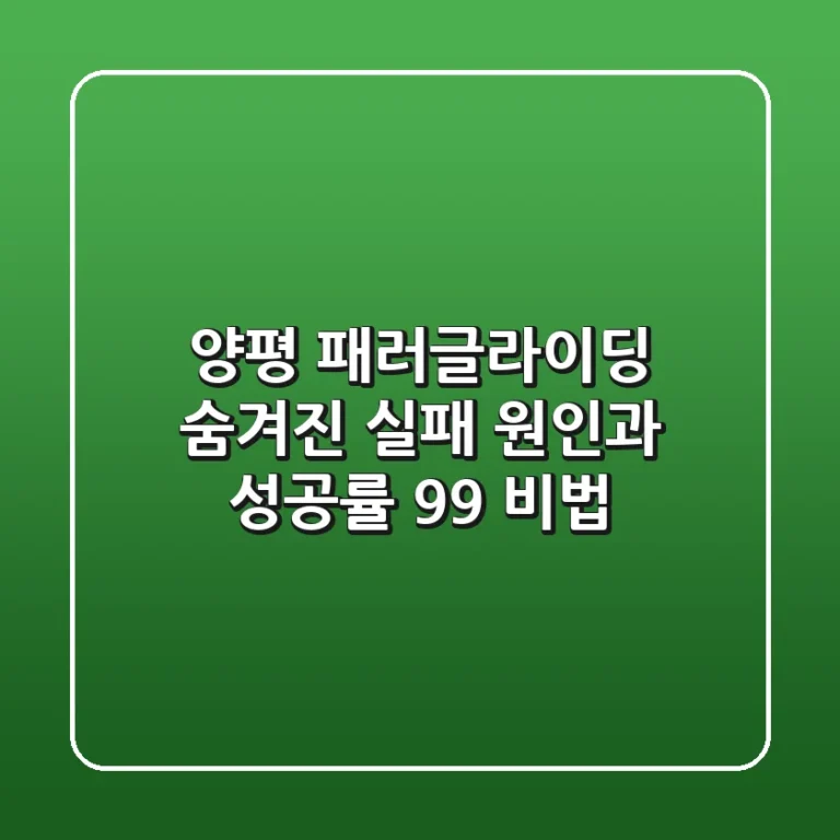 양평 패러글라이딩: 숨겨진 실패 원인과 성공률 99% 비법