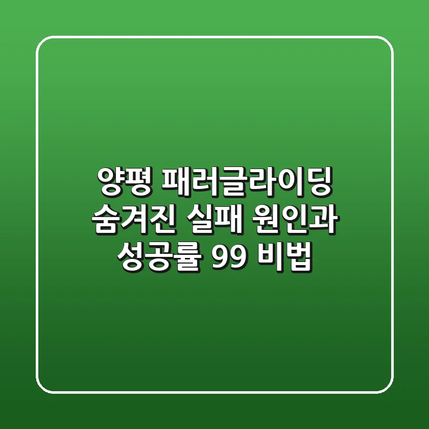 양평 패러글라이딩: 숨겨진 실패 원인과 성공률 99% 비법