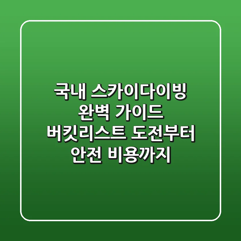국내 스카이다이빙 완벽 가이드: 버킷리스트 도전부터 안전, 비용까지!