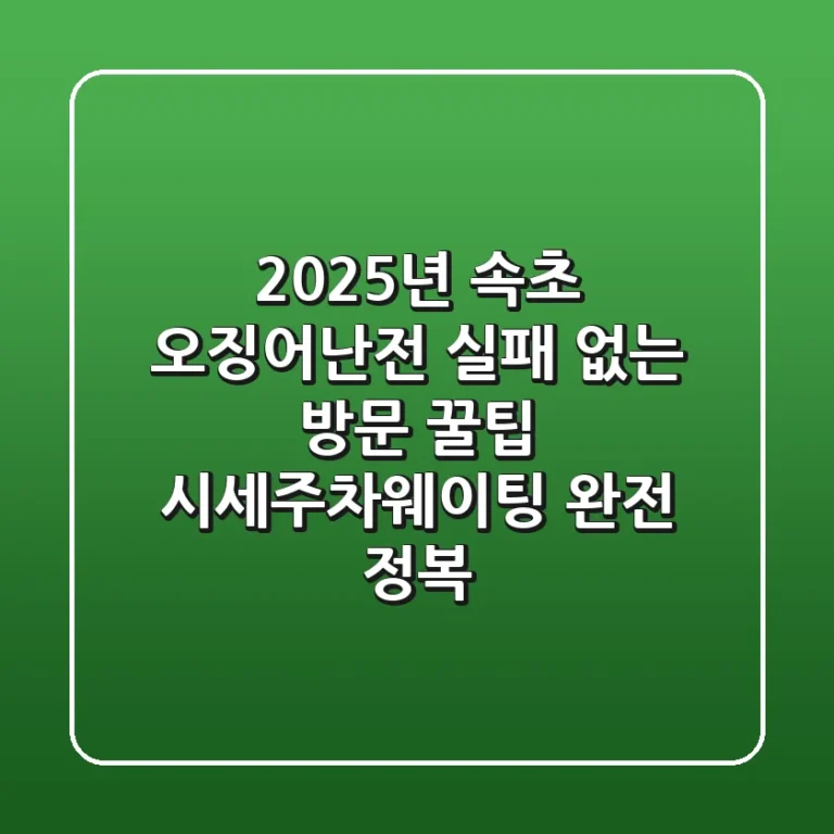 2025년 속초 오징어난전, 실패 없는 방문 꿀팁 (시세/주차/웨이팅 완전 정복)