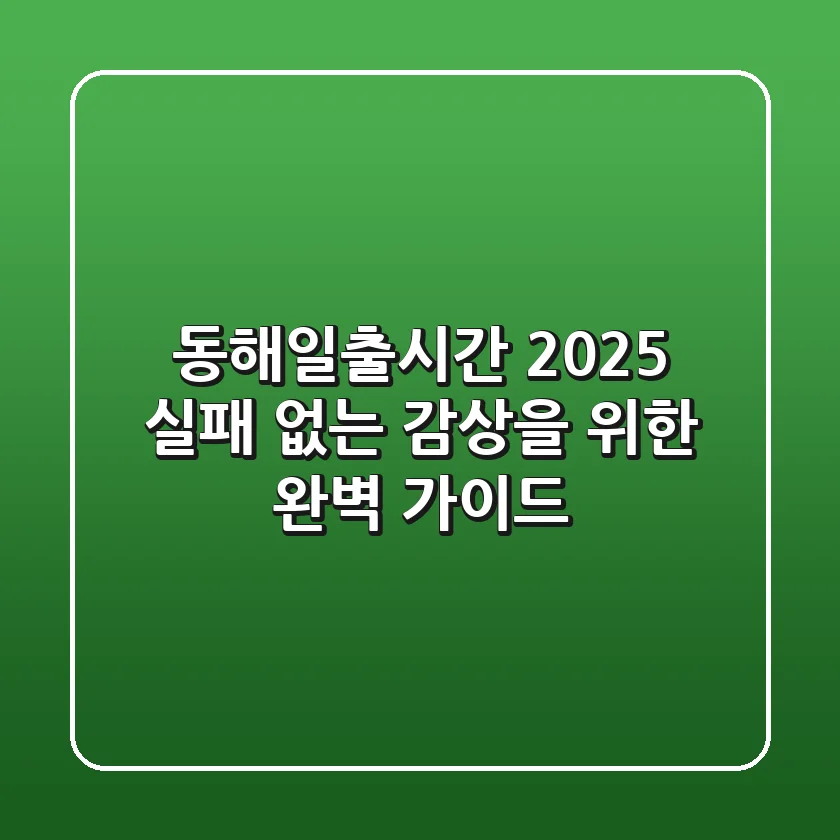 동해일출시간 2025: 실패 없는 감상을 위한 완벽 가이드