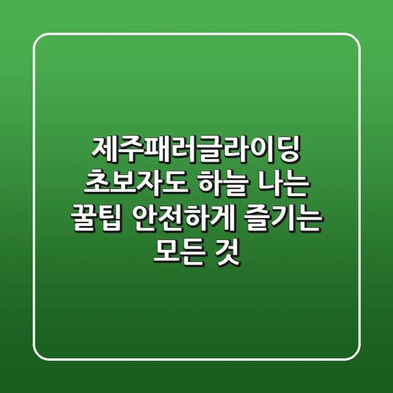 제주패러글라이딩: 초보자도 하늘 나는 꿀팁, 안전하게 즐기는 모든 것!