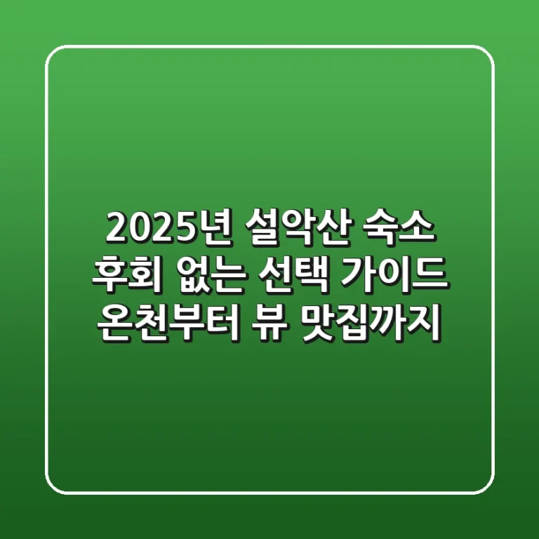 2025년 설악산 숙소, 후회 없는 선택 가이드 (온천부터 뷰 맛집까지)