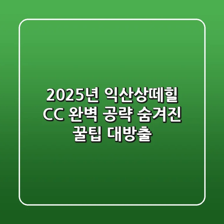 2025년 익산상떼힐 CC 완벽 공략: 숨겨진 꿀팁 대방출