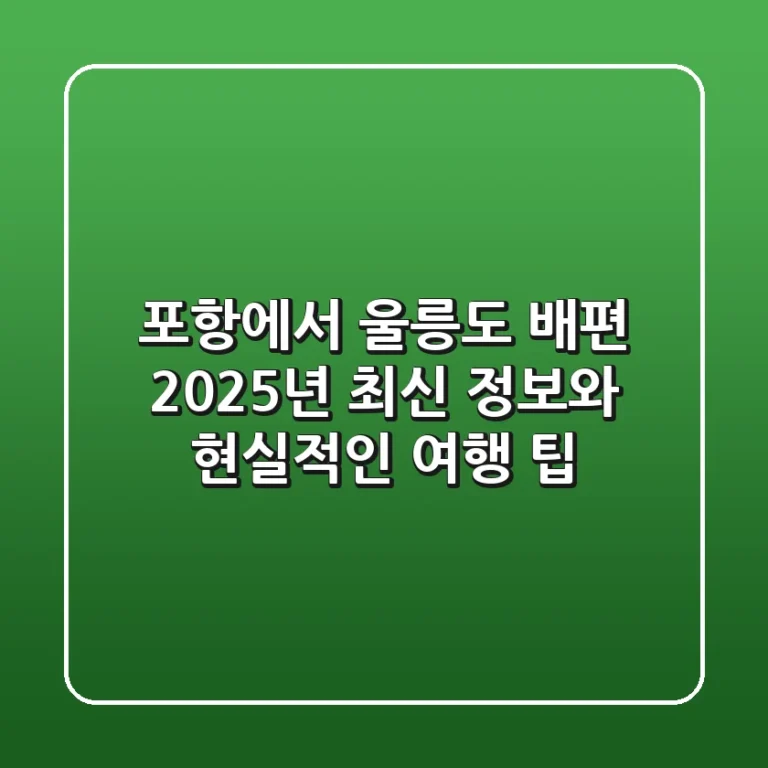 포항에서 울릉도 배편, 2025년 최신 정보와 현실적인 여행 팁