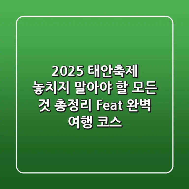 2025 태안축제, 놓치지 말아야 할 모든 것 총정리 (Feat. 완벽 여행 코스)