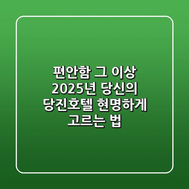 편안함 그 이상, 2025년 당신의 당진호텔 현명하게 고르는 법