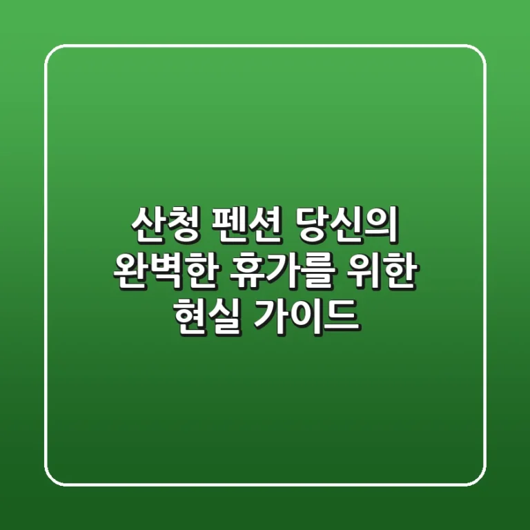 산청 펜션, 당신의 완벽한 휴가를 위한 현실 가이드