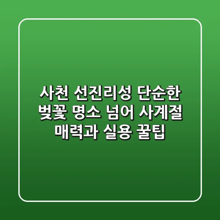 사천 선진리성, 단순한 벚꽃 명소 넘어 사계절 매력과 실용 꿀팁