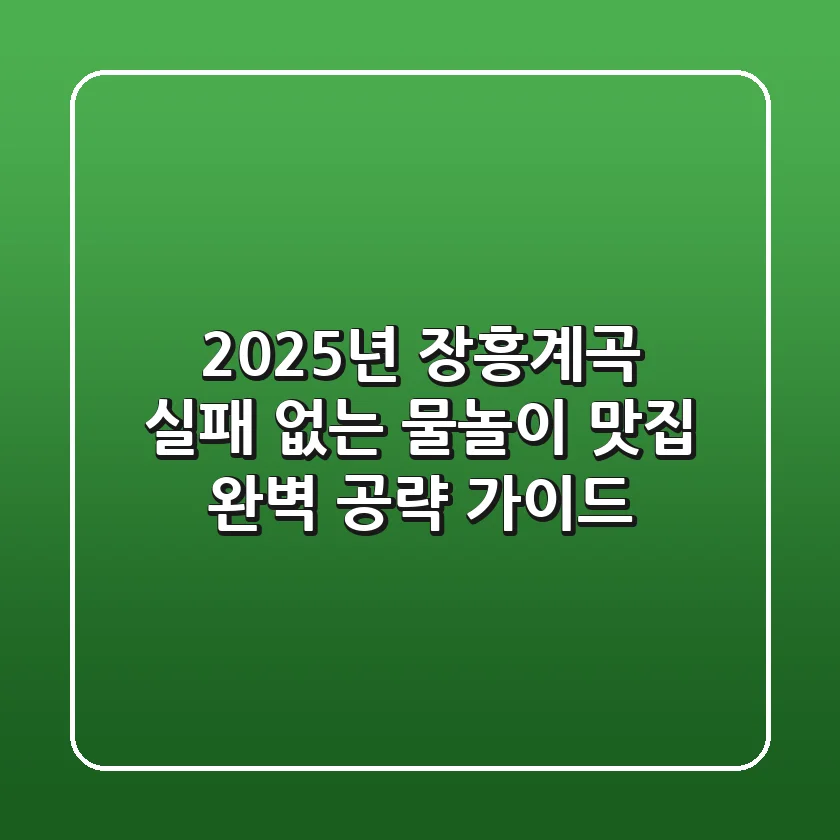 2025년 장흥계곡, 실패 없는 물놀이 & 맛집 완벽 공략 가이드