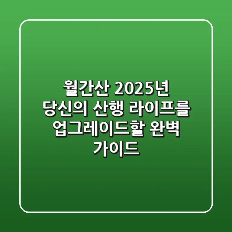 월간산: 2025년 당신의 산행 라이프를 업그레이드할 완벽 가이드
