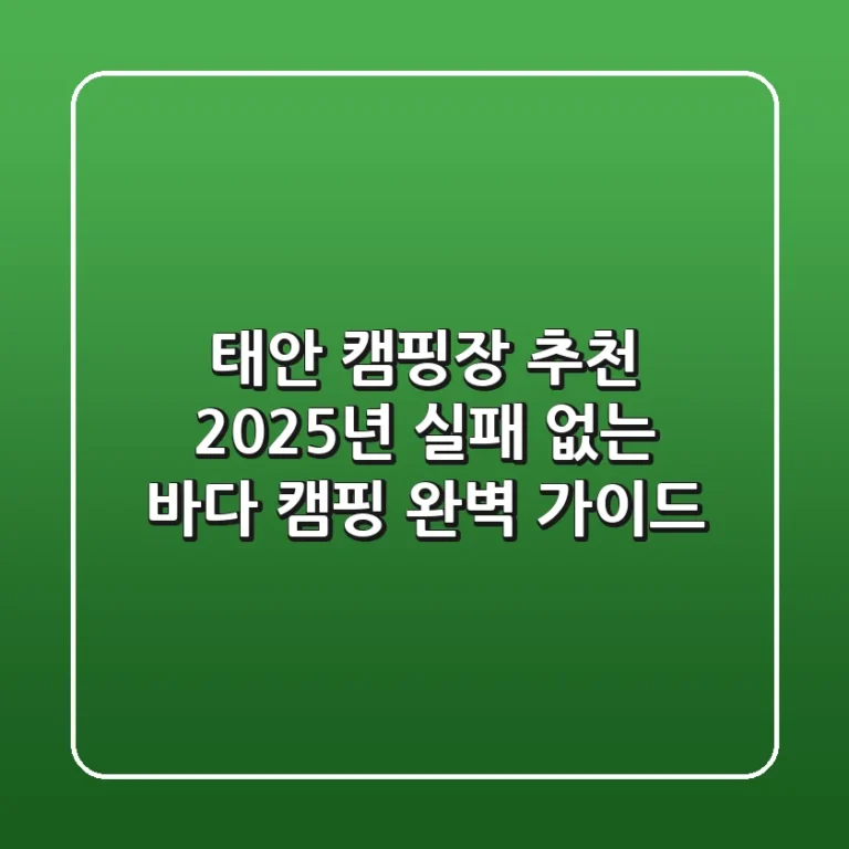 태안 캠핑장 추천, 2025년 실패 없는 바다 캠핑 완벽 가이드