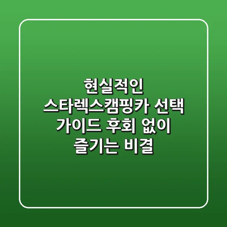 현실적인 스타렉스캠핑카 선택 가이드, 후회 없이 즐기는 비결