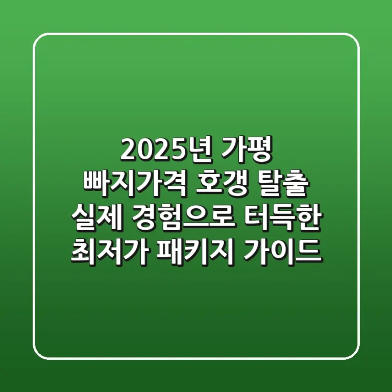 2025년 가평 빠지가격, 호갱 탈출! 실제 경험으로 터득한 최저가 패키지 가이드